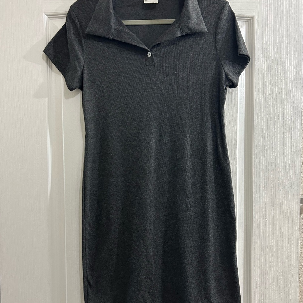 Livi Dark Gray Polo Bodycon Dress